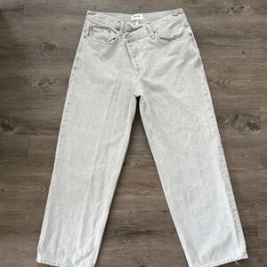 Aritzia AGOLDE Mid-Rise Straight Jeans in Light Grey | Size 32